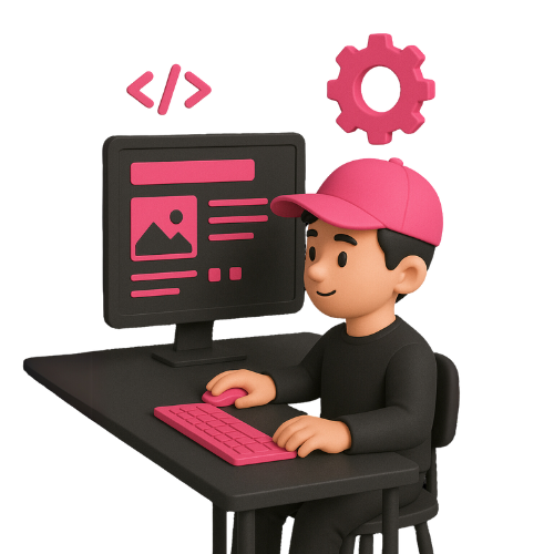 ilustración 3d de persona trabajando con un ordenador