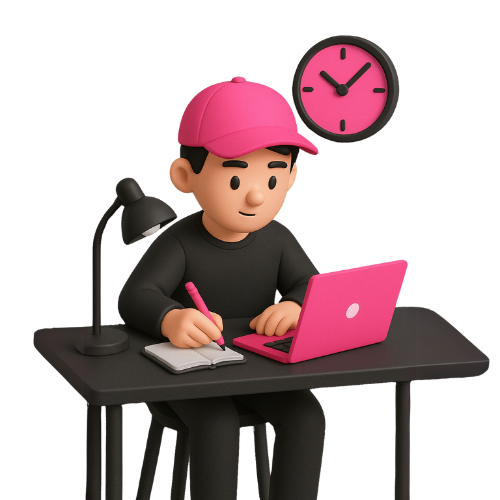 ilustración 3d de persona trabajando con un ordenador