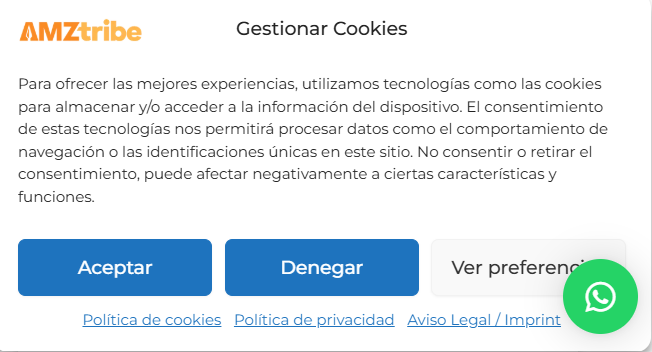 banner de cookies de AMZtribe